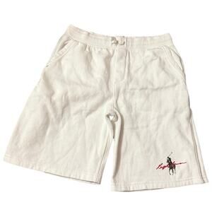 Polo Ralph Lauren White Fleece Knit Lounge Shorts, Big Pony Logo, Youth Large